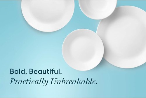Corelle Vitrelle 38-Piece Dinnerware Set - Chip Resistant, Lightweight Plates & Bowls in Winter Frost White