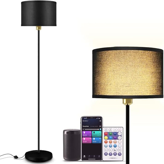 YHW Floor Lamps for Living Room Compatible with Alexa Google, Standing Lamp Tall Lamps for Living Room Bedroom Office Classroom Dorm Room. (Black)