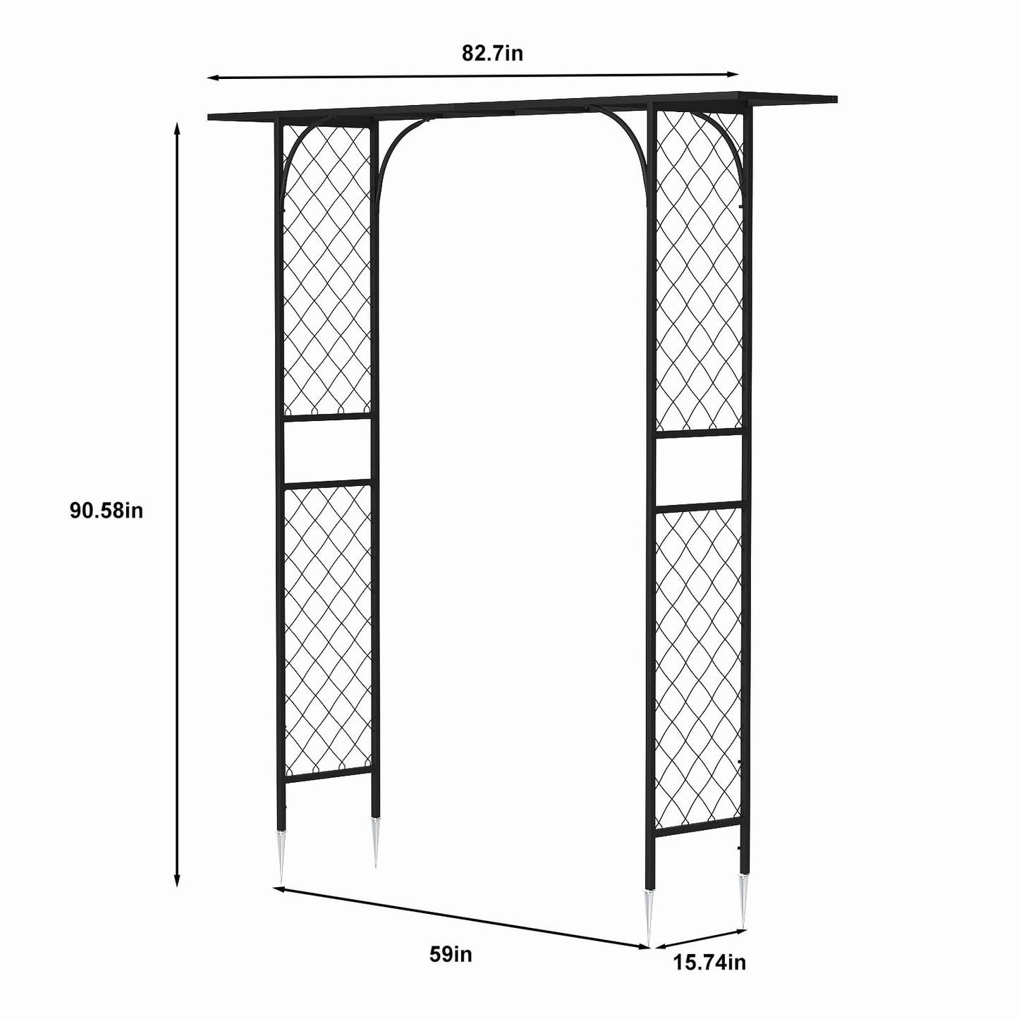 Zhongma Metal Garden Arbor, 83.5'' High x 82.7'' Wide, Outdoor Arch for Climbing Plant, Decorations Pergola