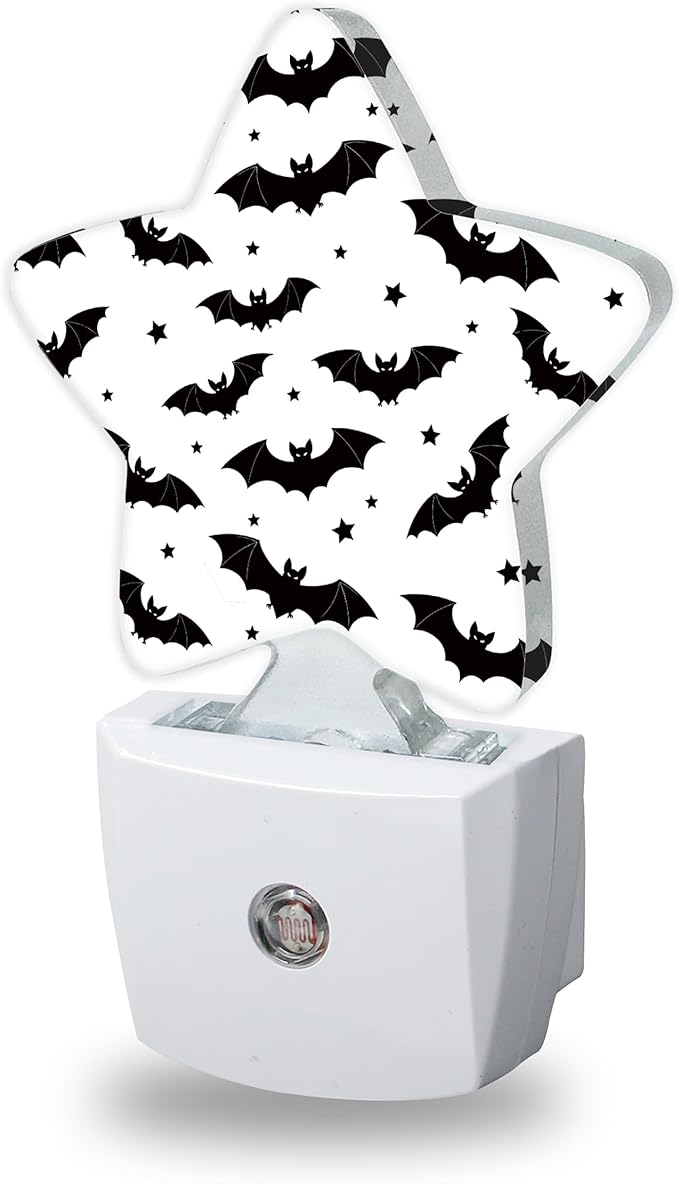 Black Bat Night Light for Kids,Gothic Night Lights Plug Into Wall, Lightweight Dusk to Dawn Light Sensor Warm Nightlights for Girls Boys Bedroom Nursery Basement