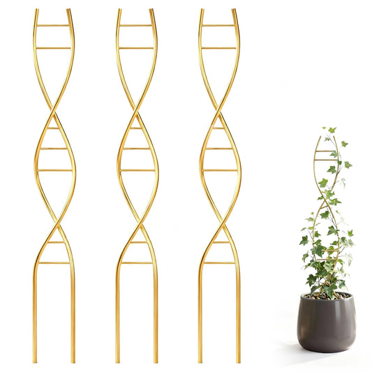 Acellegic 3 Pcs 15.75 Inch Indoor Plant Trellis for Potted Plants Small Climbing Plant Trellis for Pots with Unique DNA Spiral Design for Vine Plants, Easy Installation for Indoor Outdoor Use