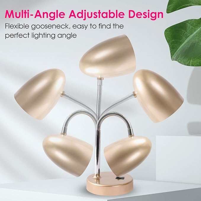 E ENERGETIC LIGHTING LED Desk Lamp, 3.5W 240LM 4000K Cool White Study Lamps for Bedroom and Office, Eye Protection, ETL Listed, Gold Table lamp