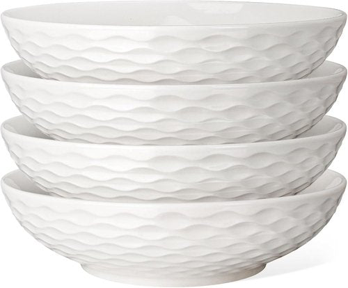 Artena Ceramic Pasta Bowls Set of 4 - 32oz Large Serving Bowls for Soup, Salad & Noodles | 8-Inch, Microwave & Dishwasher Safe
