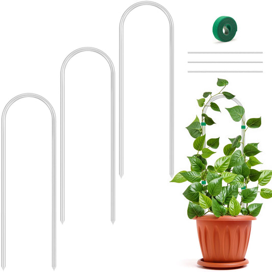 Vokvaktak 3 Pack U-Shape Acrylic Plant Trellis for Indoor Climbing Plants, 16 Inch Small Plant Trellis, Potted Plant Climber Support for Pothos, Vine Ivy, Houseplant