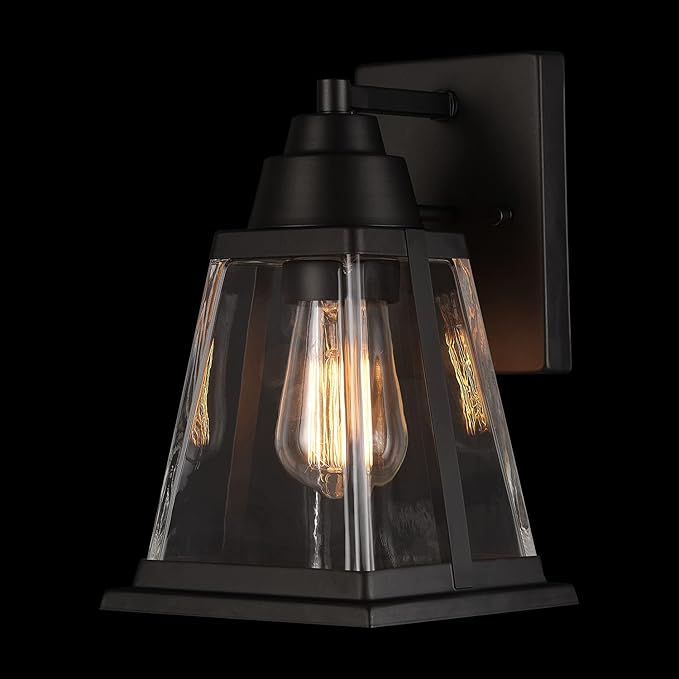 Globe Electric 44697 Merle 1-Light Outdoor Wall Sconce, Bronze, Clear Glass Shade, Brown, Bulb Not Included