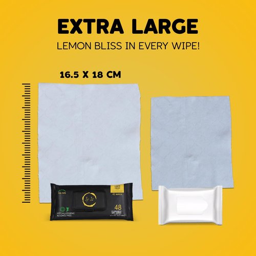 JYJZ - Flushable Wet Wipes, 6 Pack (288 Wipes), New & Improved Lemon Fresh, Disposable, Biodegradable, XL, Aloe & Vitamin-E, Marine Life Friendly, Utterly Smooth, Bespoke Freshness, Irresistible!