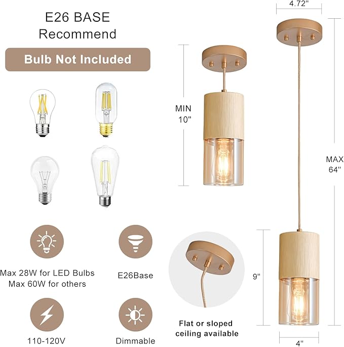 3-Pack Gold Pendant Light Fixtures, Adjustable Modern Pendant Lights for Kitchen Island, Industrial Amber Glass Pendant Lights for Dining Table Hallway Bedroom Living Room