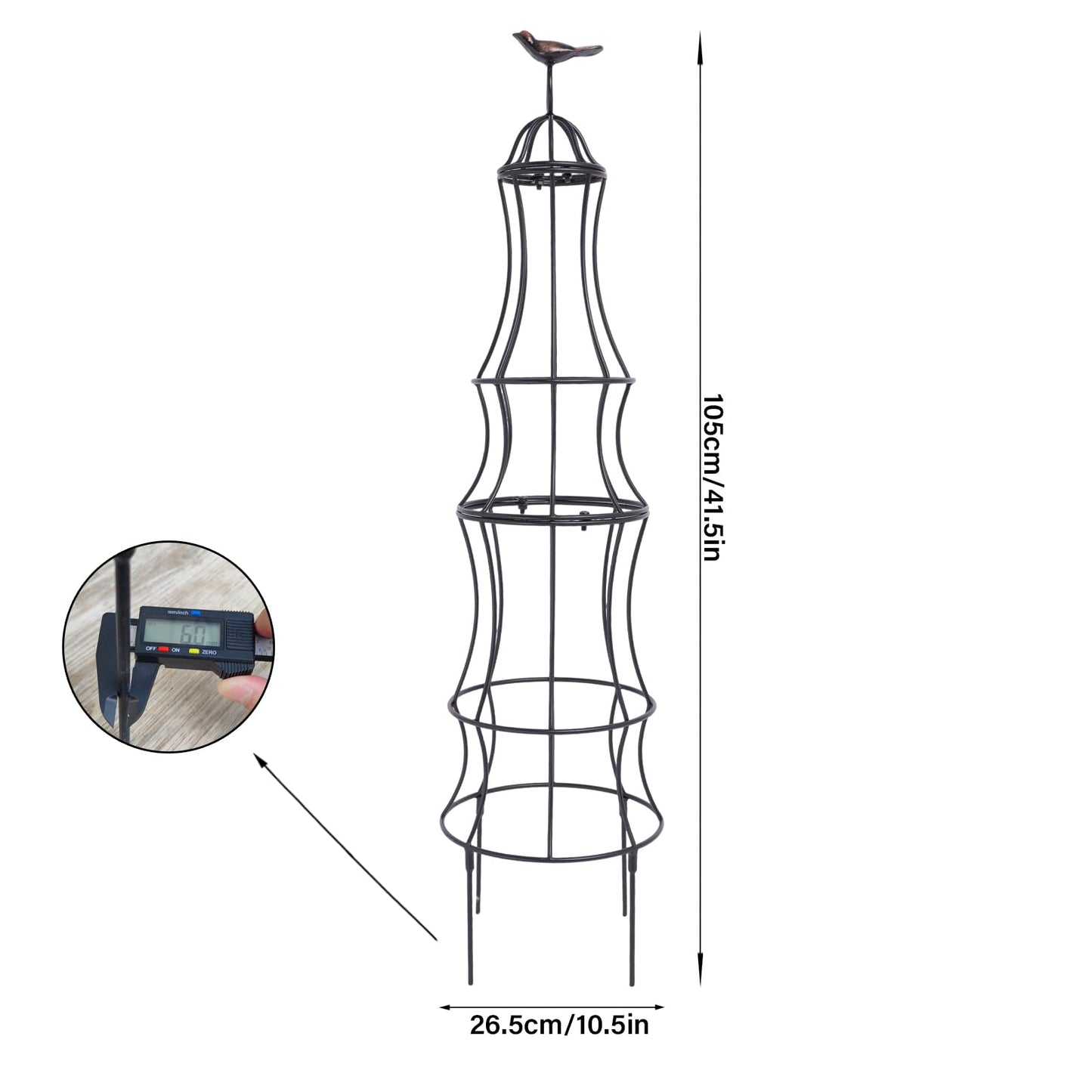 GOOOXIM 42 Inch Obelisk Trellis for Climbing Plants - Durable Metal Outdoor Support for Roses, Bougainvillea, Vines, and Potted Plants - Easy to Install Garden Decoration