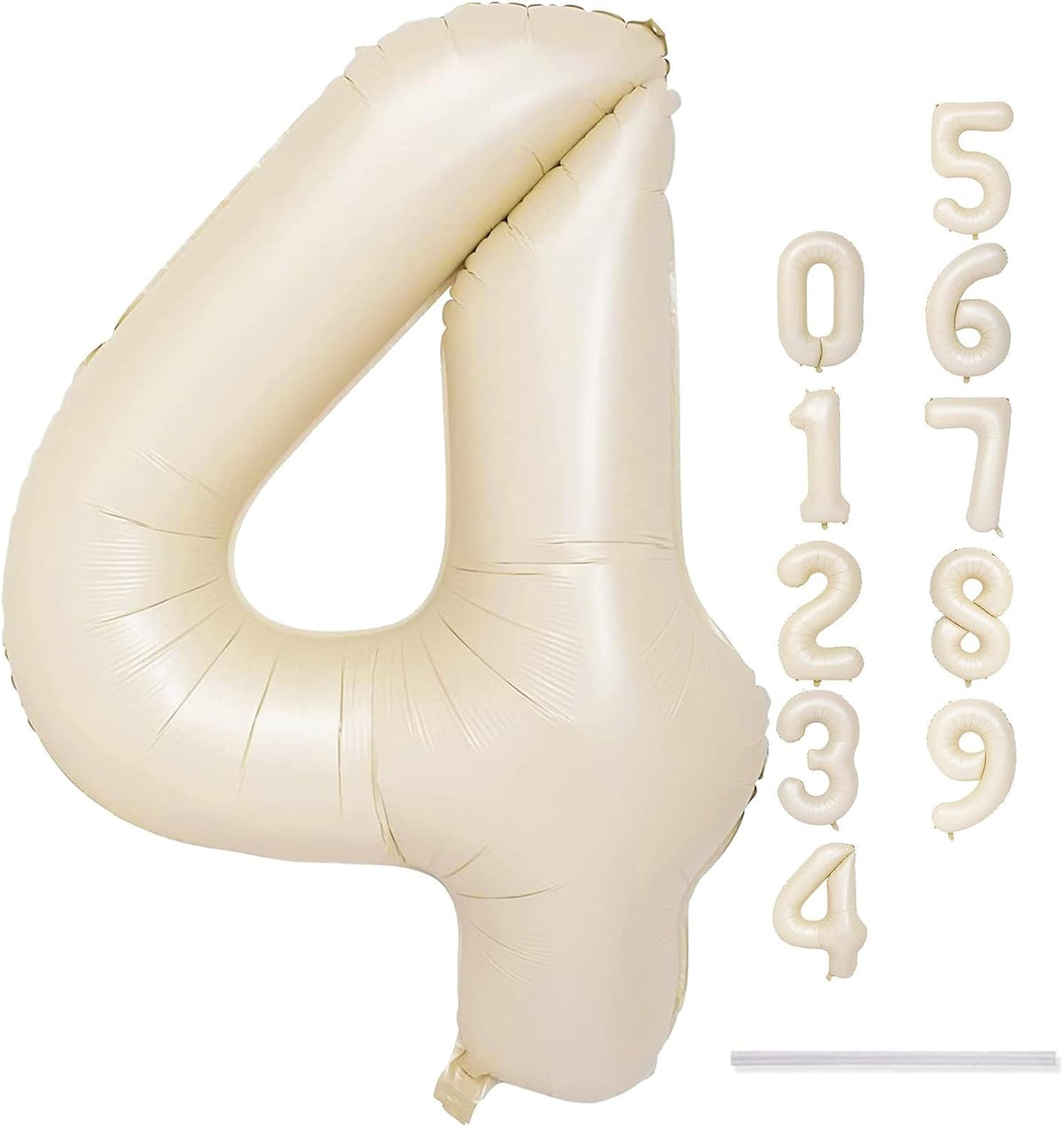 Skiennix 40-Inch Beige Foil Number Balloons Set | Self-Inflating 0-9 for Birthday & Anniversary Decor