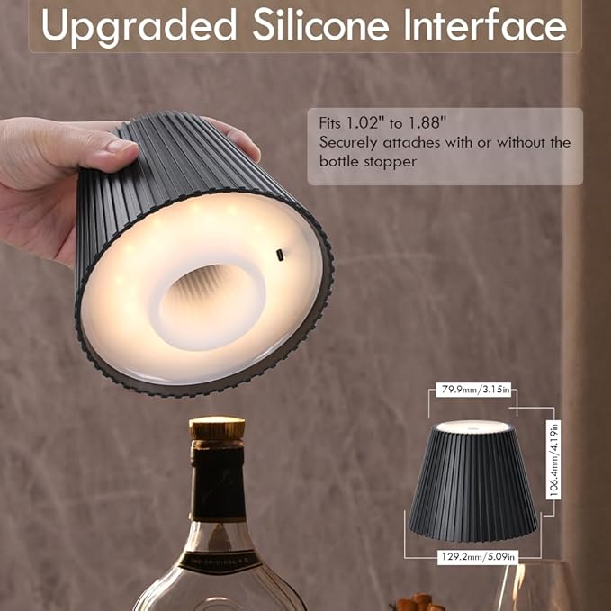 WILIT Wireless Lamp Shades for Liquor Bottle Lights, 3 Level Brightness Cordless Table Lamp, Table Top Decor for Living Room, Wine Lamp Touch Lamps for Nightstand, Housewarming Gifts New Home