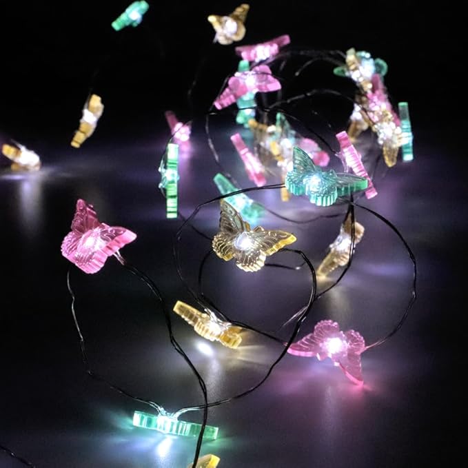 Easter Lights Butterfly Lamp for Girls Bedroom Battery Operated Fairy Lights with Remote Acrylic Butterfly Wall Decor Indoor Party Holiday Home Spring Easter Decorations