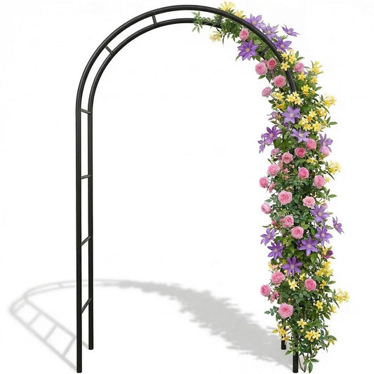 Thickened Metal Garden Arch,16mm Pipe Diameter Heavy-Duty Garden Arbor for Climbing Plant Roses Vines, Garden Patio Bridal Party Decoration Wedding Arch (Black, L)