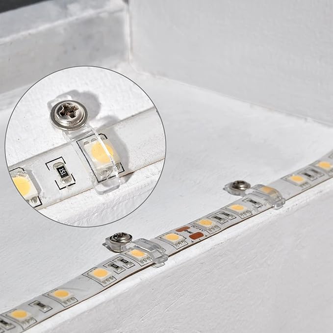 MMSD 100 Pack LED Strip Light mounting Bracket LED Tape clamp with 102 Screws Suit for 10mm Wide IP65 Waterproof Strip Light