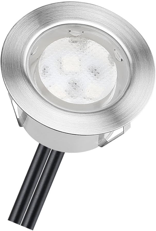 1 Pack Low Voltage LED Deck Lighting Kit Stainless Steel 0.2W~0.5W Waterproof Outdoor Yard Garden Decoration Lamps Landscape Pathway Patio Step Stairs RGB LED In-ground Lights(Silver Border,RGB)