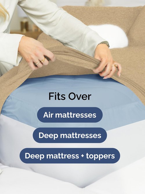 Extra Deep Queen Sheet Set - 6 Piece Breathable and Cooling Sheets - Hotel Luxury Bedding for Women, Men, Kids & Teens - Easy & Secure Fit - Soft and Wrinkle Free - Extra Deep Pockets - Heathered Tan