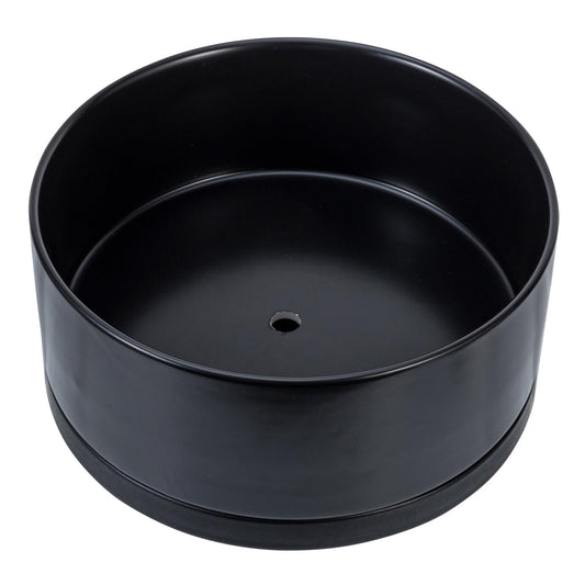 MyGift 8 Inch Black Ceramic Succulent Planter Pot - Decorative Flower Plant Bowl with Removable Saucer