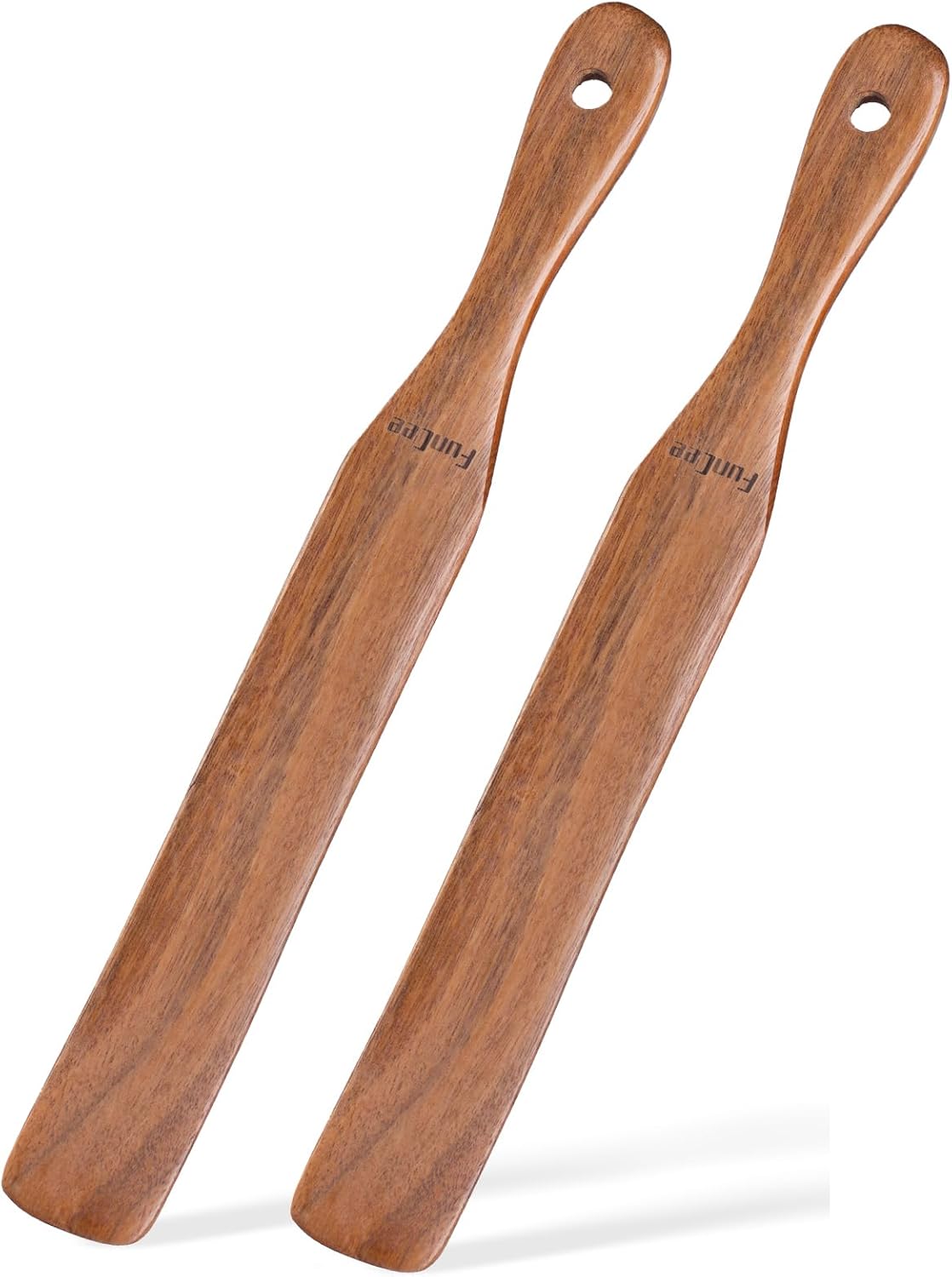 Skiennix 2-Pack Wooden Spurtle Set - Ideal for Sourdough, Mixing & Reaching Jar Bottoms | Teak Wood Kitchen Utensils