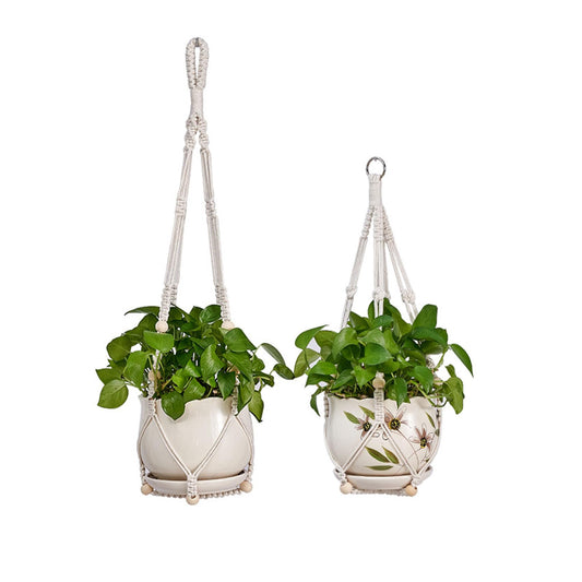 2 Pack Plant Hanger - 29.5" & 23.5" Hanging Planters, Handmade Cotton Rope Plant Holder Fits 3.9"-11.8" Flower Pots Indoor & Outdoor Boho Home Decor (POTS NOT Included)