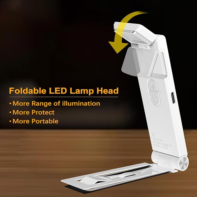 VTIGER Reading Light, USB Rechargeable Book Light for Reading in Bed,Foldable Clip-on LED Booklight, 3 Amber Colors & 4 Brightness Dimmable,Long Lasting Portable Bookmark Lamp for Book Lovers, Kids