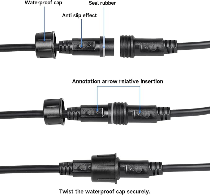 MAD OWL 4-Pin Waterproof LED Wire Connector Kit, 16 AWG 11inch/28cm Male Female Connectors with Tin Plated Joint for Various Waterproof Wires DIY (4 Set Black)