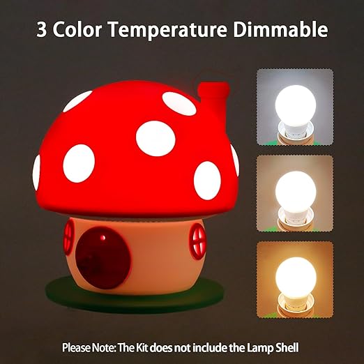 Mushroom House Lamp Components Kit for 3D Printing (3 Colors of Light White/Warm/Warm White)