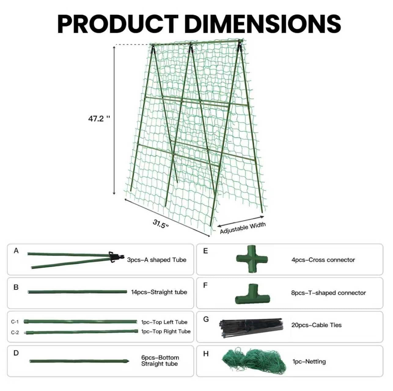 popsea Compact A-Frame Plant Trellis for Peas, Beans & Small Climbing Plants - 47'' H x 31.5'' W PE-Coated Galvanized Steel Garden Support with Netting, Ideal for Raised Beds & Container Gardens