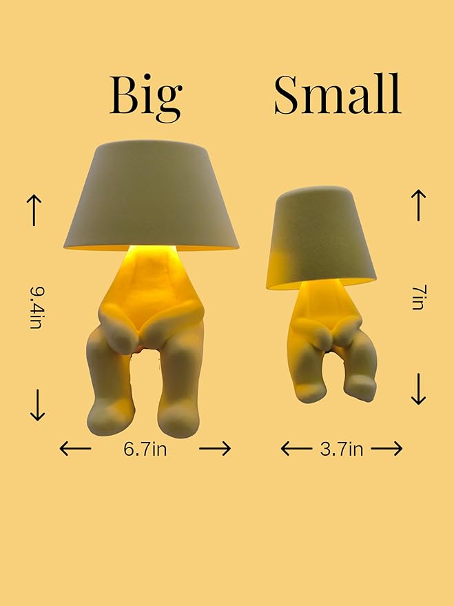 Modern Table Lamp for Youth: Rechargeable Cute Light for Kids Child Teen - Gift for Birthday Christmas Halloween Easter (Yellow Big)