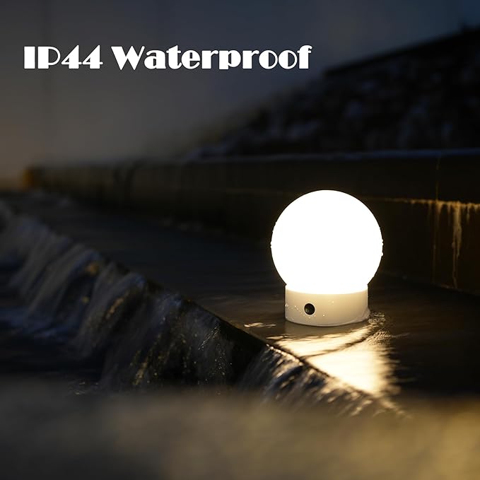 Small Cute Cordless Table Lamp Rechargeable, Battery Operated Shower Lamp Waterproof, Touch Dimmable Globe Ambient Light for Outdoor/Bedside/Patio/Dining (Black)