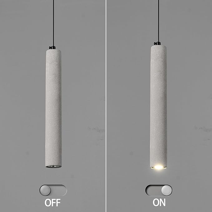 Concrete Linear Pendant Light,Modern Industrial Hanging Cement Pendant Lighting Fixture for Kitchen Island Dinning Room Bedroom Bedside Table Pendant Lights(3-Pack)