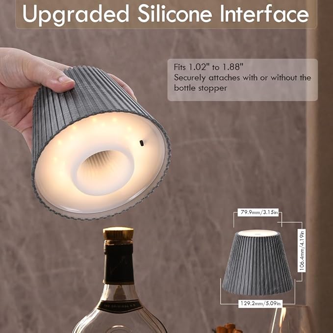 WILIT Wireless Bottle Lamp Shades for Table Lamps, 3 Level Brightness Touch Lamps for Nightstand, Rechargeable Cordless Lamp for Bedroom, Restaurant Bottle Light, Table Top Decor, Cool House Stuff