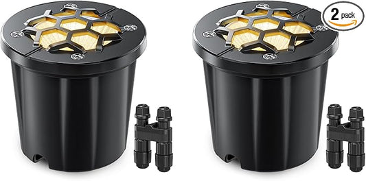 HIBOITEC Low Voltage Landscape Lights 12W, LED Outdoor In-Ground Lights 1200LM Ultra Bright Waterproof IP67 Pathway Lights, 12-24V AC/DC Landscape Lighting for Yard Garden Tree Uplighting, 2 Pack