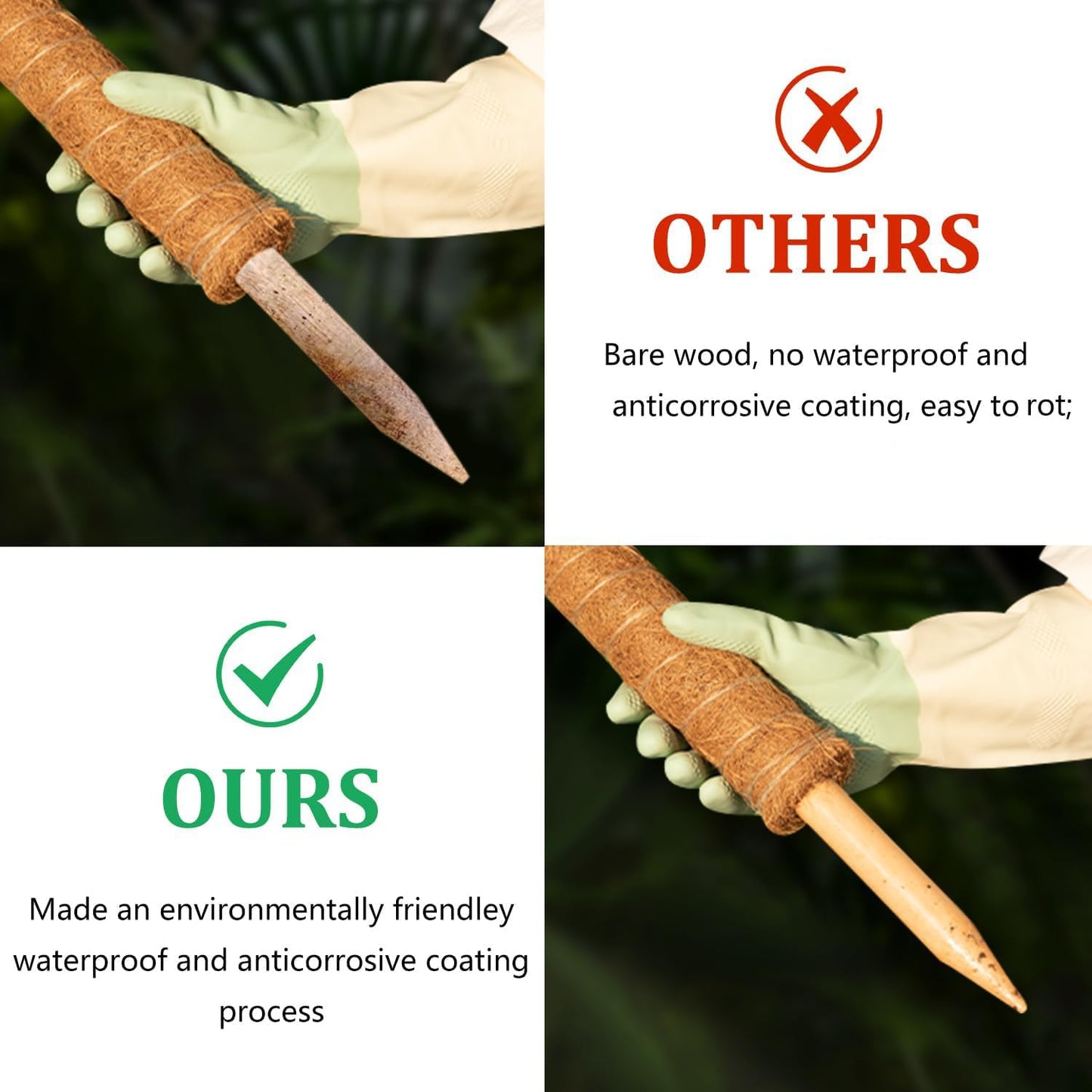 4 Pack 47 Inch Moss Pole, Stackable Moss Poles for Climbing Plants Monstera, Grow Upwards with Jute String Moss Stick. Coir Plant Support Stakes for Potted Plants Indoor.