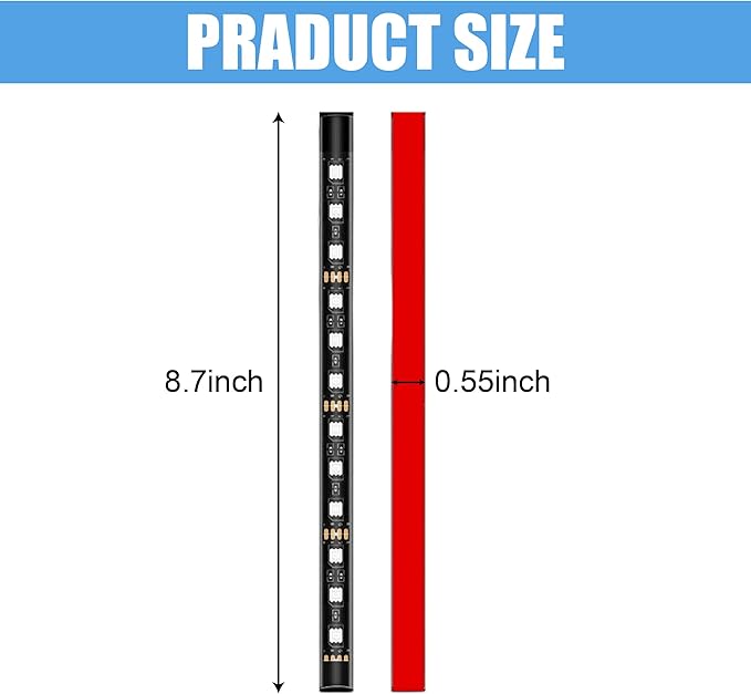 Car LED Strip Light, 24 LED RGB Neon Auto Interior Atmosphere Lights, 12V Cigarette Lighter Under Dash Ambient Night Light, Auto Decorative Lamp Accessory for Car Truck (Red, Cigar Lighter)