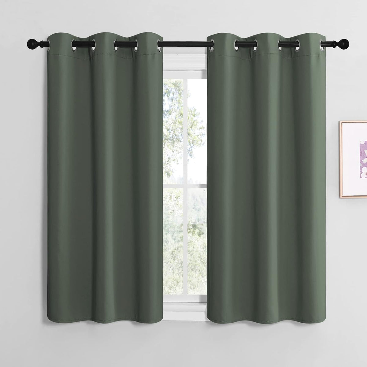 NICETOWN Blackout Curtain Panels - Thermal Insulated Solid Grommet Drapes | Dark Mallard, 42x50-Inch (1 Pair)