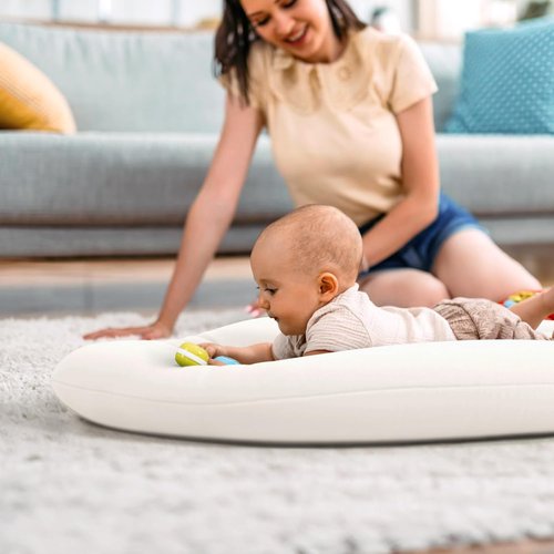 Baby Lounger - Skin-Friendly & Breathable Infant Cushion for Tummy Time | Portable & Lightweight for 0-12 Months (Ivory)