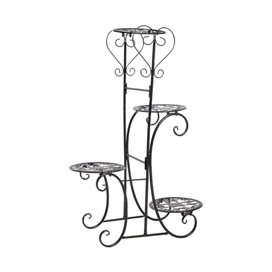 LOYALHEARTDY Metal Plant Stand Indoor Outdoor - 4 Tier Flower Pot Holder Shelf - Wrought Iron Planter Display Rack - Corner Vertical Shelves Organizer for Garden Patio Lawn Balcony