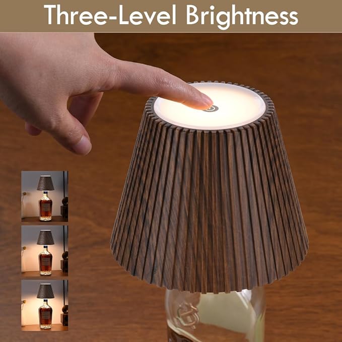 WILIT Wireless Bottle Lamp Shades, 3-Level Brightness Wine Bottle Lights for Liquor Bottles,Cordless Battery Operated Lamp for Living Room, Home Bar Decor, Gifts for Mom Women Men