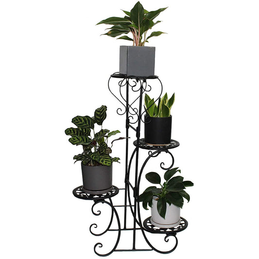 Plant Stand Indoor 4 Tier Metal Plant Shelf Stand Outdoor for Succulents Small Planters Flower Pots Display Rack Holder,Black