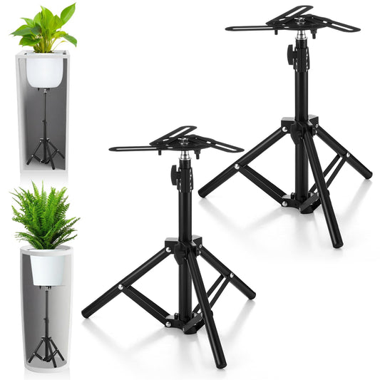 Otoolling 2 Pcs Adjustable Planter Risers for Inside Pots Metal Plant Inserts Fillers for Large Flower Pots Tall Tapered Planter Lift Stand for Indoor Outdoor Tall Containers (12-21" Rise, 4-12" Top)