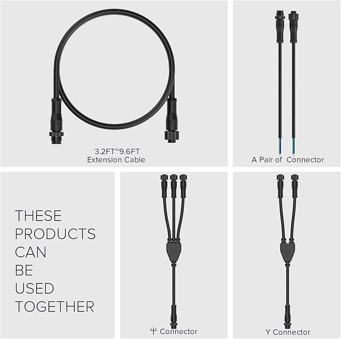 BTF-LIGHTING 4 Pin Electrical Metal nut Connector 20AWG IP68 Male Female Connector 7.87in/20cm Extension Cable for Car,Truck,Boat,Indoor/Outdoor LED Strip Lights/String 15mm Metal Nut Small Size