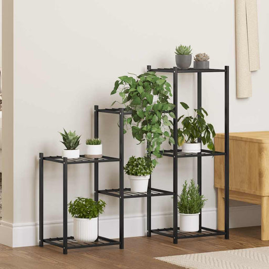 FMPGJLYH 5-Tier Metal Flower Stand, Indoor Outdoor Plant Shelf for Corner, Black Iron Display Rack for Living Room Balcony, Modern Multi-Tiered Succulent Organizer