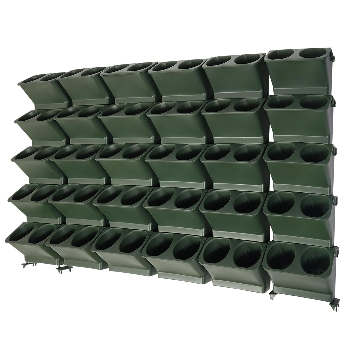 DYNAMI Wall Mounted Plant Holder with 30 Pots(60 Planting Holes), Green Vertical Wall Planters Self Watering Flower Pot Holders with Drainage Holes,for Indoor Outdoor Plants