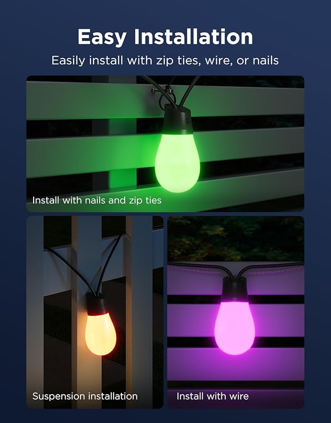 Govee S14 Bulb Outdoor String Lights 2, 96ft Smart RGBIC Warm White Patio Lights with 15 LED Bulbs, 111 Scene Modes for Outdoor Decor, Upgraded IP66 Compatible with Alexa, Google, Matter, APP Control