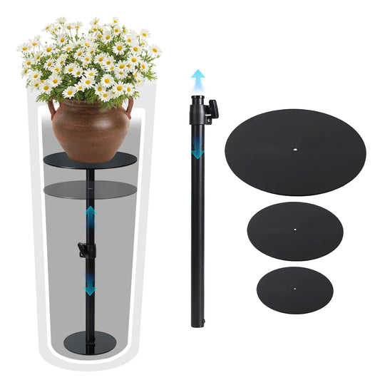 Risirica Adjustable Plant Risers for Inside Pots,17-32" Adjustable Pure Iron Planter Inserts, Planter Risers Insert Filler for Large Pots,Indoor & Outdoor Insert with 8-10” Top & 6-10” Base