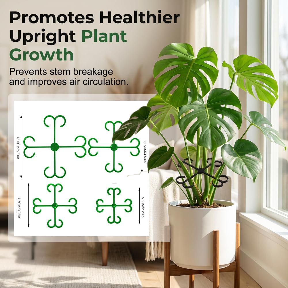 Monstera Plant Support, 2026 New Plant Stem Support for Climbing Plants, Plant Supports for Indoor Plants, Durable Garden Accessory for Home Growers (Black, 5.31in + 4.53in + 3.03in + 2.28in)