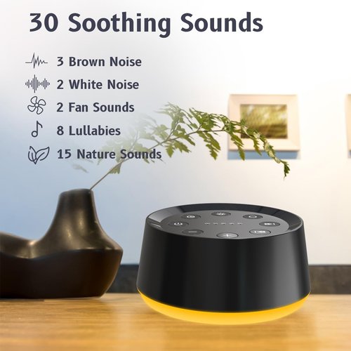 Brown Noise Sound Machine by [Brand Name] - 30 Soothing Sounds & 12 Color Night Light | Perfect for Sleep & Relaxation