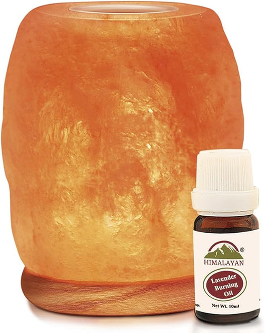 Himalayan Glow Natural Aroma Therapy Hand Carved Crystal Salt Lamp with Neem Wooden Base, Salt Lamp LED Bulb, (ETL Certified)