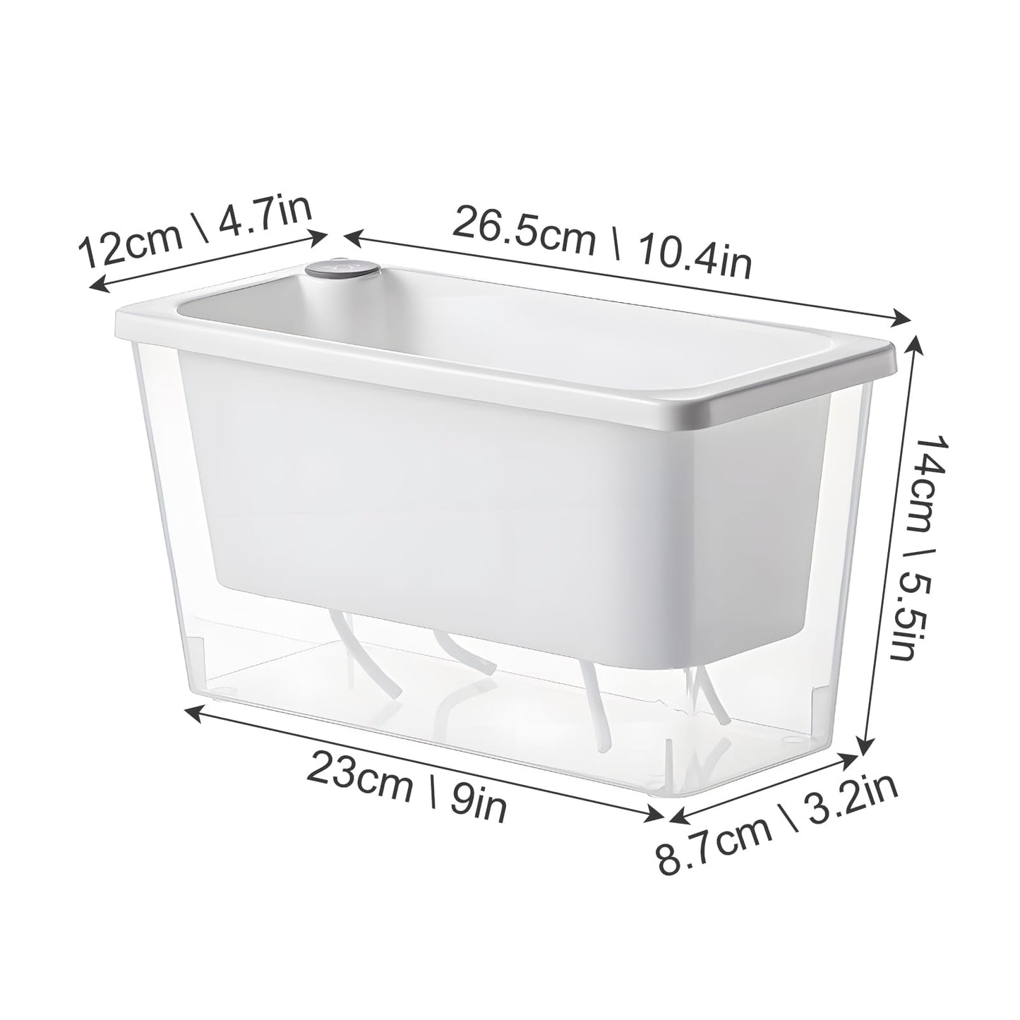 Samhe Window Box Planter, 2 Pack 10 Inch Plastic Self Watering Pots for Indoor Plants, Rectangular Flower Pots with Reservoir for Outdoor Indoor Plants Garden Home Decor - White