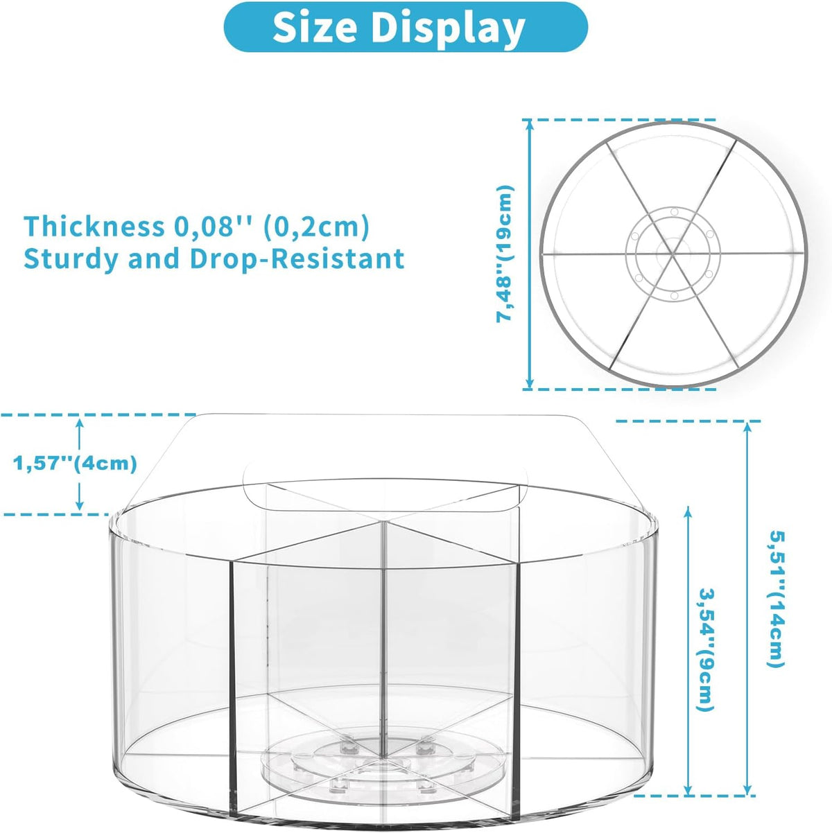 Rotating Markers Organizer - Acrylic Lazy Susan for Kids | 360° Spinning Pencil Holder with 6 Compartments