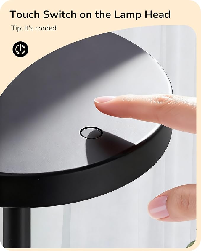 EDISHINE LED Table Lamp with 2 Adjustable Height, 5%-100% Dimmable & 3 Color Temperature, Touch Control, Modern Desk Lamp for Home Office, Living Room, Black